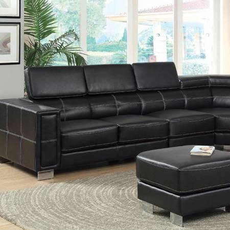 GARZON SECTIONAL Black Bonded Leather Match